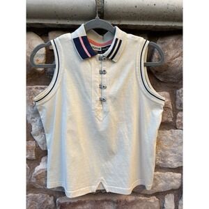 Jamie Sadock Women's Golf Shirt Sleeveless Size Medium Beige Off White NWT